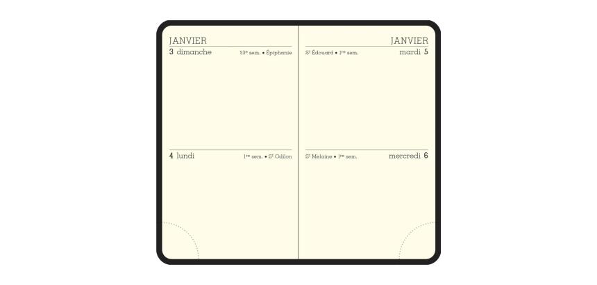 Recharge agenda de poche Mini 11 - 2 Jours 7,5 x 11,5 cm Janvier à Décembre 2026 - Tranche or