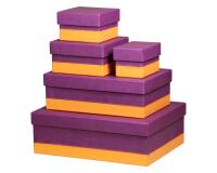Rhodiarama set 5 boîtes gigognes simili cuir italien 44x34x16 cm - Violet