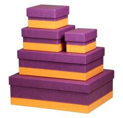 Rhodiarama set 5 boîtes gigognes simili cuir italien 44x34x16 cm - Violet