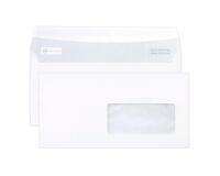 Boite de 500 Enveloppes Blanches DL-110x220mm - Auto-Adhésives - 80g/m2 - Fenêtre Papier Cristal 45x100 (position 20/20) - Blanc