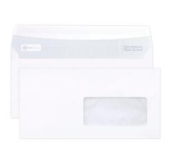 Boite de 500 Enveloppes Blanches DL-110x220mm - Auto-Adhésives - 80g/m2 - Fenêtre Papier Cristal 45x100 (position 20/20) - Blanc