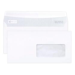 Boite de 500 Enveloppes Blanches DL-110x220mm - Auto-Adhésives - 80g/m2 - Fenêtre Papier Cristal 45x100 (position 20/20) - Blanc