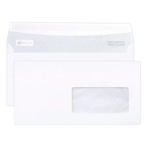Boite de 500 Enveloppes Blanches DL-110x220mm - Auto-Adhésives - 80g/m2 - Fenêtre Papier Cristal 45x100 (position 20/20) - Blanc