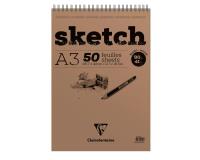 Sketch bloc spiralé 50F A3 90g - Blanc