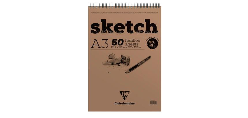 Sketch bloc spiralé 50F A3 90g - Blanc