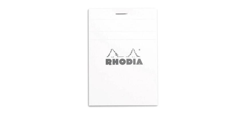 Rhodia N°12, geniet blok 8,5x12 cm, 80 blad klein geruit 5x5, 80g - Wit