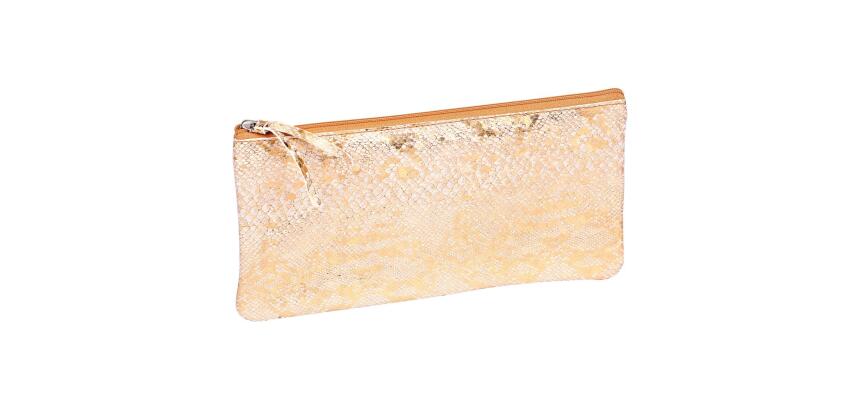 CÉLESTE CUIR Trousse plate 11x22 cm Lazer Or