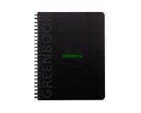 Rhodiactive Greenbook ligné, A5+, perf.6 trous, papier recyclé 90g FSC® - Noir