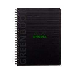 Rhodiactive Greenbook ligné, A5+, perf.6 trous, papier recyclé 90g FSC® - Noir