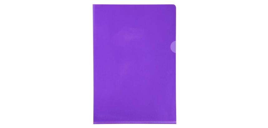 Etui carton de 100 pochettes coin PVC lisse haute résistance 13/100e - A4 - Violet