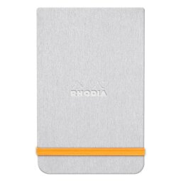 Rhodiarama Webnotepad rembordé rigide A5 192 pages ligné microperforé papier ivoire 90g fermeture élastique - Argent