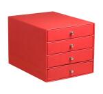 Rhodiarama trieur 4 tiroirs simili cuir italien 24,8x32,7x22,8 cm - Coquelicot