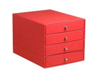 Rhodiarama trieur 4 tiroirs simili cuir italien 24,8x32,7x22,8 cm - Coquelicot