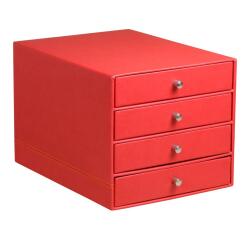 Rhodiarama trieur 4 tiroirs simili cuir italien 24,8x32,7x22,8 cm - Coquelicot