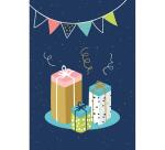 SET DE CORRESPONDANCE THÉMATIQUE, 8 enveloppes Pollen C6 (114x162mm) 120g + 8 cartes pliées 110x155m 185g, Anniversaire