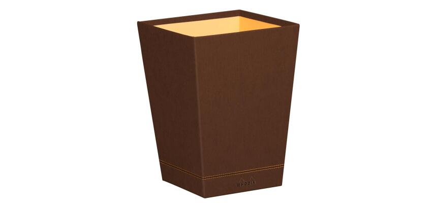 Rhodiarama corbeille à papier simili cuir italien 27x27x32 cm - Bronze