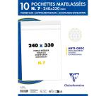 Paquet de 10 Pochettes Blanches Matelassées de Film à Bulles 240x330 mm - Auto-adhésives - Blanc