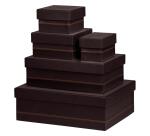 Rhodiarama Set mit 5 ineinander schachtelbaren Boxen aus Kunstleder, 44x34x16cm - Schwarz