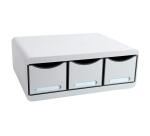 Módulo individual con 3 cajones con tope de seguridad y porta-etiquetas - 270x355x135 mm - OFFICE - Gris claro