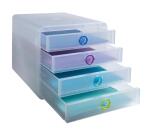 Module de classement Pop-Box 4 tiroirs Chromaline - Couleurs assorties