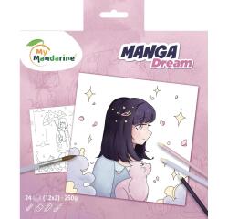 Manga Dream Carnet de coloriage 20x20 cm - Violet