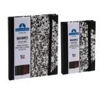 Carnet Marbre 220x170, 192 pages lignées - Blanc