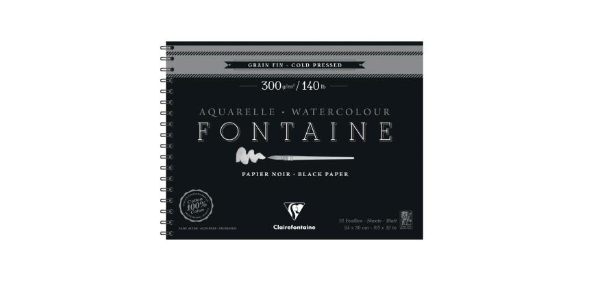 Fontaine Noir album spiralé 12F 24x30cm 300g grain fin