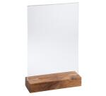 Stand up sign holder w.wood base A5 port - Crystal