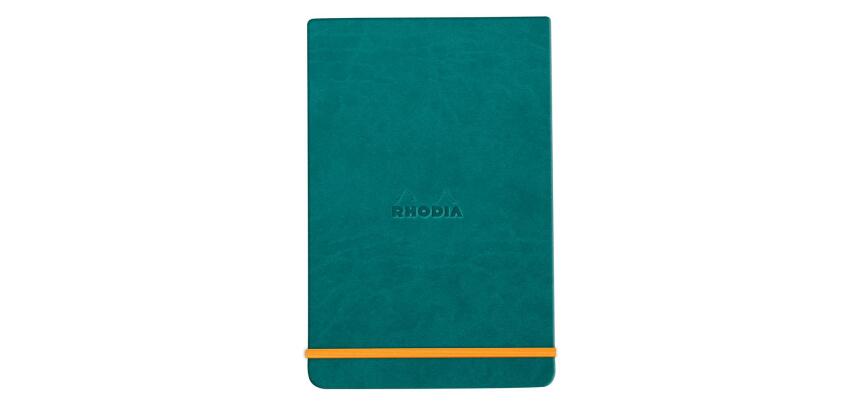 Rhodiarama Webnotepad rembordé rigide 9x14 cm 192 pages ligné microperforé papier ivoire 90g fermeture élastique - Paon