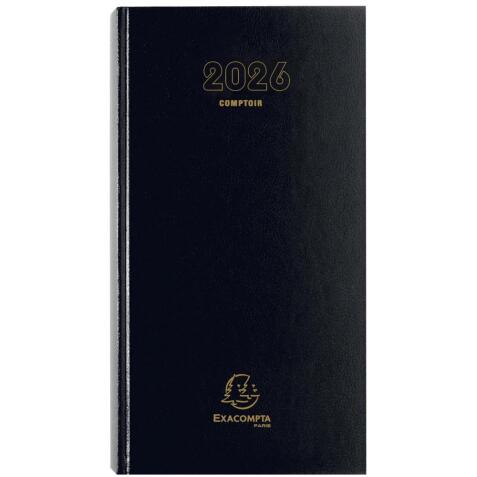 Agenda de bureau Comptoir Euro et cents 15 x 27 cm Journalier 2026 - Noir