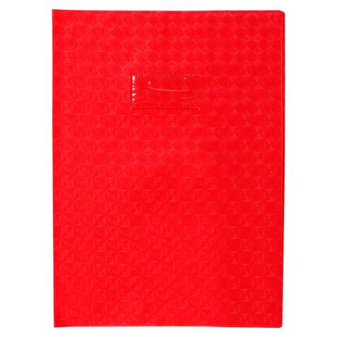 Protège-cahiers grain losange PVC 18/100ème avec porte-étiquette A4