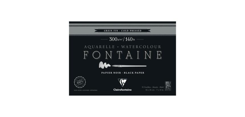 Fontaine Noir bloc collé 4 côtés 15F 18x26cm 300g grain fin