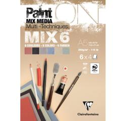 PaintON MIX6 bloc collé 24F A5 250g assorti 6x4F