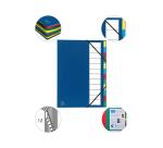 Multipart file with expandable spine and stiff cover, 12 compartments