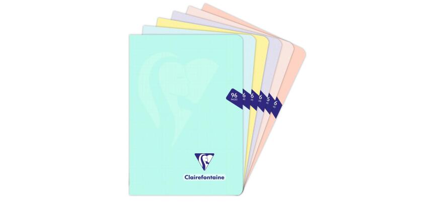 Carnet piqué Mimesys PASTEL A5 96 pages petits carreaux couverture polypropylène - Assortis