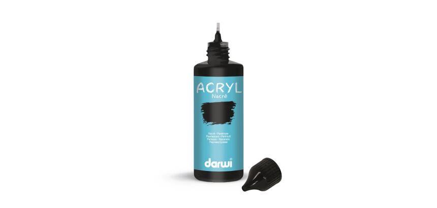 Darwi Flacon de 80 ml de Peinture Acrylique Universelle Nacrée - Noir