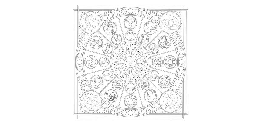 Carré 100% soie - 90x90cm Zodiac - Blanc
