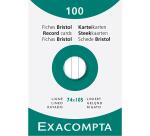 Estuche Exacompta de 100 fichas Exacompta cartulina bristol - horizontal sin taladro 74x105mm - Blanco
