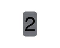 Sign adhesive aluminium effect Number 2 2.5x4.4 cm - Grey
