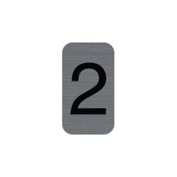 Sign adhesive aluminium effect Number 2 2.5x4.4 cm - Grey