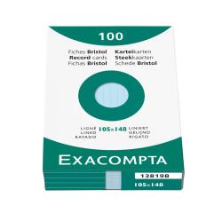 Estuche Exacompta de 100 fichas Exacompta cartulina Bristol - rayado horizontal sin taladro 105x148mm - Azul