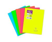 Cahier piqué Koverbook Neon 24x32cm 96 pages grands carreaux couverture polypropylène opaque - Assortis