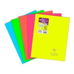Cahier piqué Koverbook Neon 24x32cm 96 pages grands carreaux couverture polypropylène opaque - Assortis