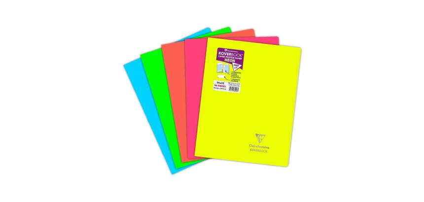 Genaaide schrift Koverbook Neon 24x32cm 96 bladzijden grote ruiten polypropyleen ondoorzichtige kaft - Assorti
