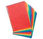 Intercalaires carte lustrée 225g 10 positions - A4 - Couleurs assorties