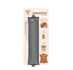 Trousse plate en cuir à élastique Age Bag 20x4,5 cm - Gris