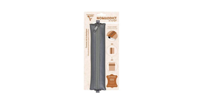 Trousse plate en cuir à élastique Age Bag 20x4,5 cm - Gris