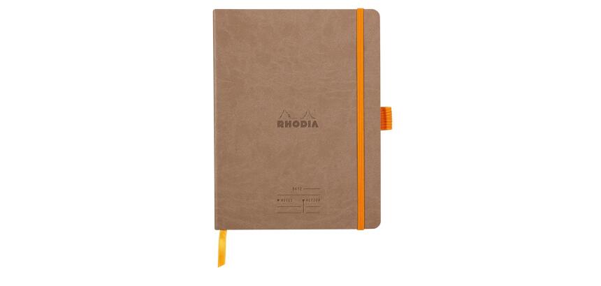 Rhodiarama Meeting A5+ 160 pages microperforé papier blanc 90g avec élastique + p-stylo - Taupe