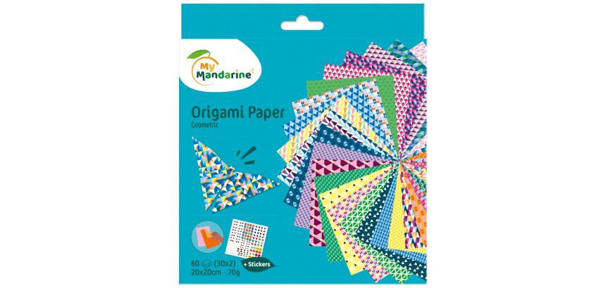 Origami Paper Geometric, 20 x 20 cm, 60F, 70g - Multicolore