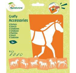 Set de 6 pochoirs enfants, Chevaux - Orange